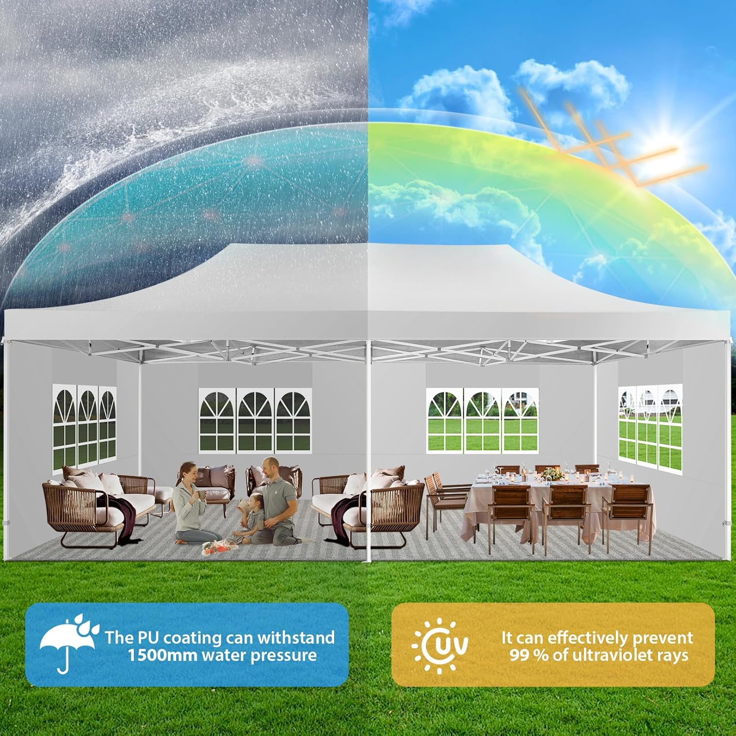 TOOLUCK - Tente pop-up, 33x66 cm, 6 parois, tissu Oxford 550D, UPF 50+, imperméable
