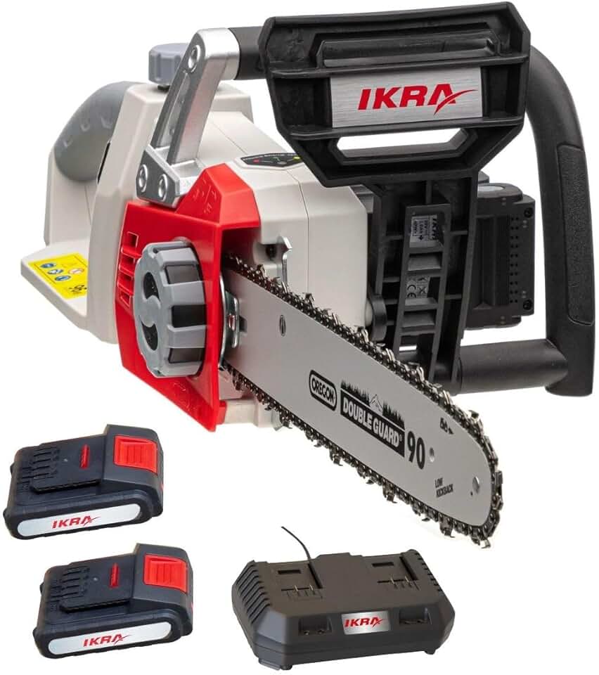 karaca-alisveris - Tronçonneuse sans Fil 40V (2x20V) Moteur Brushless 2000W Guide Oregon 35,5cm Tension sans Outil Frein Anti-Rebond - Inclus 2 Batteries 2Ah et Chargeur double Rapide