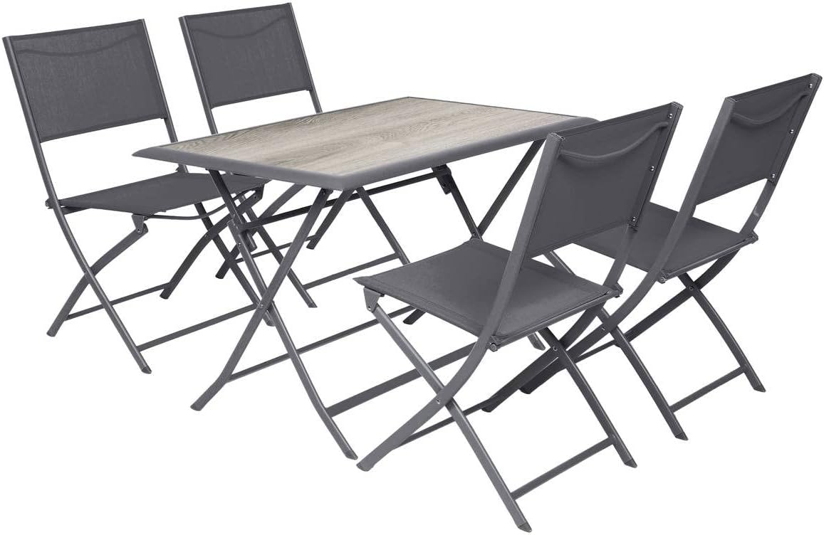 karaca-alisveris - Azua - table pliante rectangulaire, 4 places, aluminium epoxy, gris fumé