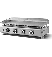 karaca-alisveris - Plancha Silvia Evo 4 Feux Plaque INOX de 84 x 34 cm - 4 brûleurs - Grille de réchauffem...