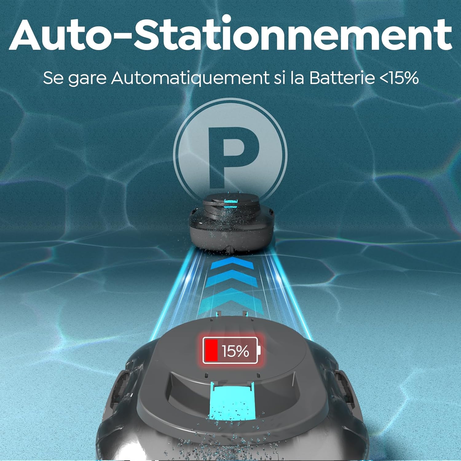S1PRO Robot piscine sans fil, 120 min autonomie, compact, 2,5h charge, 100m² max S1PRO