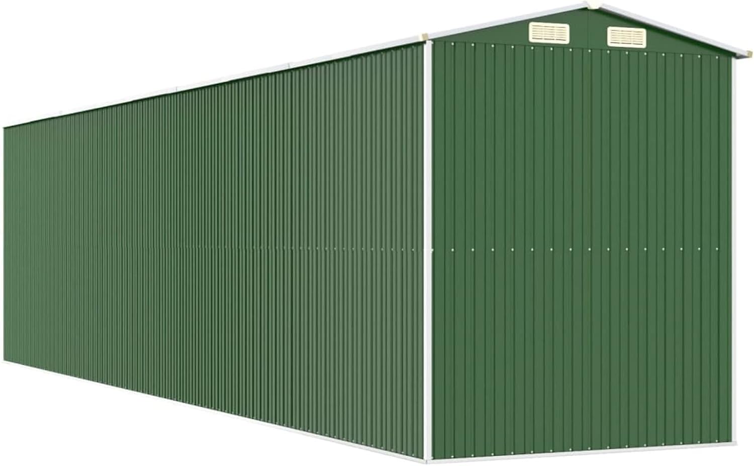 Abri de jardin extérieur en acier galvanisé vert 192 x 772 x 223 cm