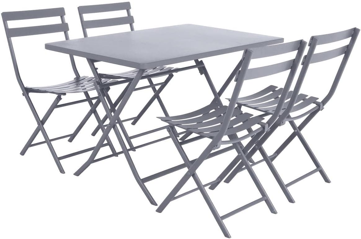 karaca-alisveris - Greensboro - 4 places - table pliante acier antirouille, quartz