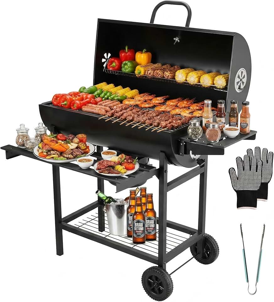 karaca-alisveris - barbecue charbon série de base - grille XXL, roulettes, tiroir à cendres
