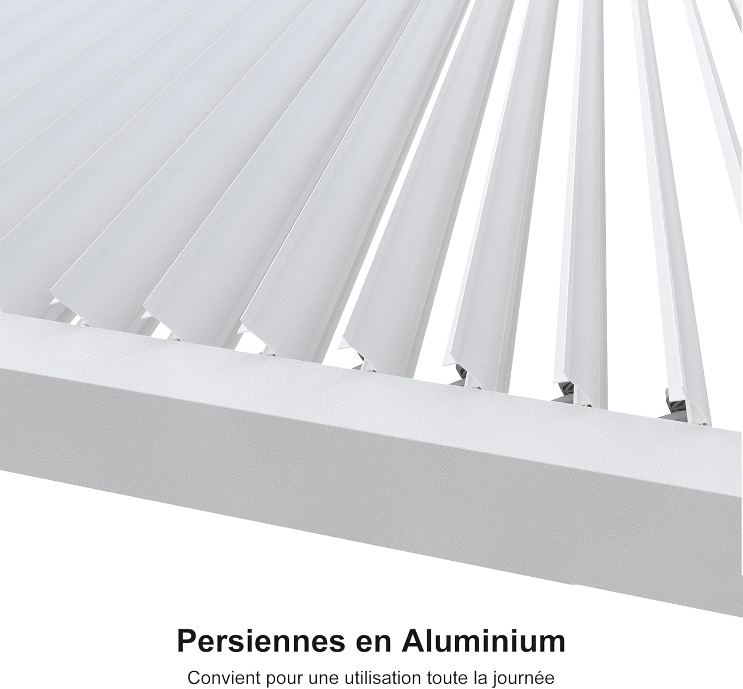 karaca-alisveris - Pergola bioclimatique - 4,8x3,68m - lames orientables, éclairage intégré, aluminium, blanc