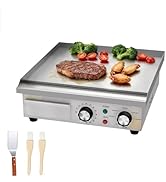 karaca-alisveris Plancha électrique commerciale en acier inoxydable, 36cm, avec contrôle de température ré...