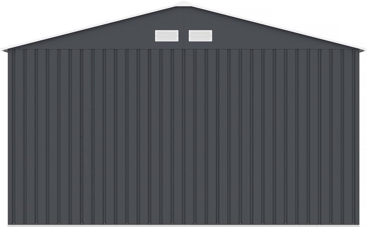 Abri de jardin métal Vegas - 15 m² - structure acier, coloris gris
