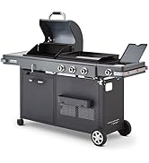karaca-alisveris - Barbecue Bi-Energy Gun Metal XL - Barbecue Charbon et Plancha 60 x 42 cm à gaz avec brû...