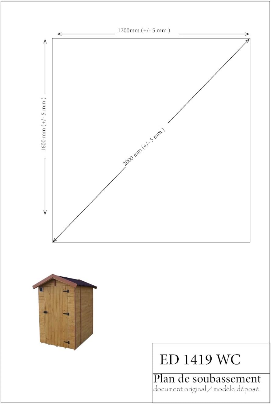 Abri WC bois - panneau 16mm, lave-mains, 1.81m2