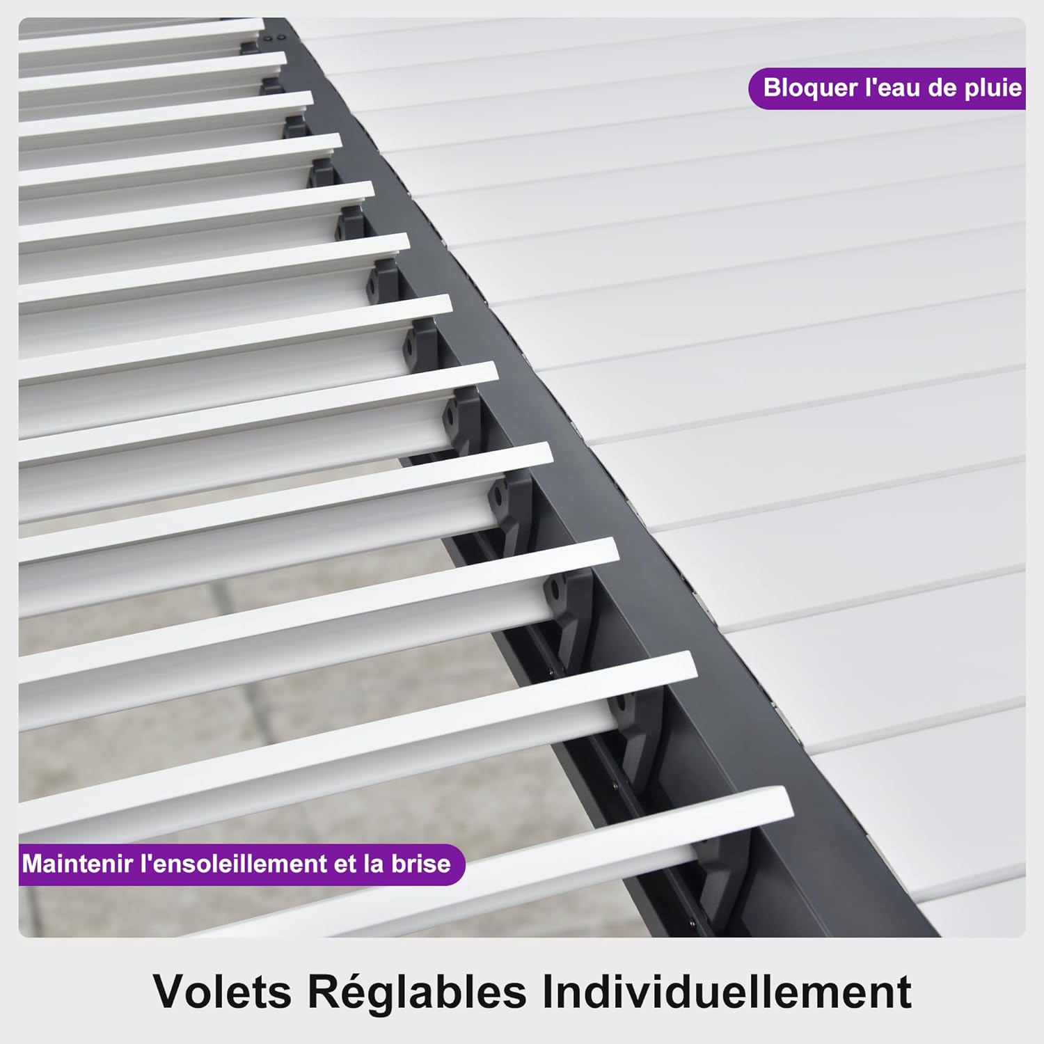 karaca-alisveris - Pergola Bioclimatique - 6,35x3,5m - Aluminium, éclairage, lames orientables, poteaux blancs