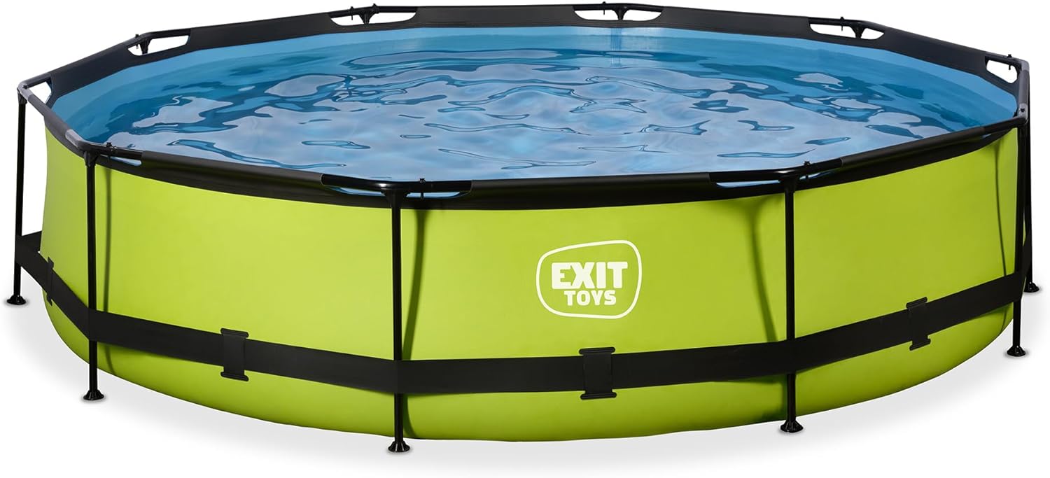 karaca-alisveris Piscine Tubulaire Lime - ø360x76cm - Piscine Hors Sol Ronde Grande avec Pompe Filtrante à Cartouche - Entrée Basse - Idéal pour Les Jeunes Enfants - Cadre Stable - Design Unique - Vert