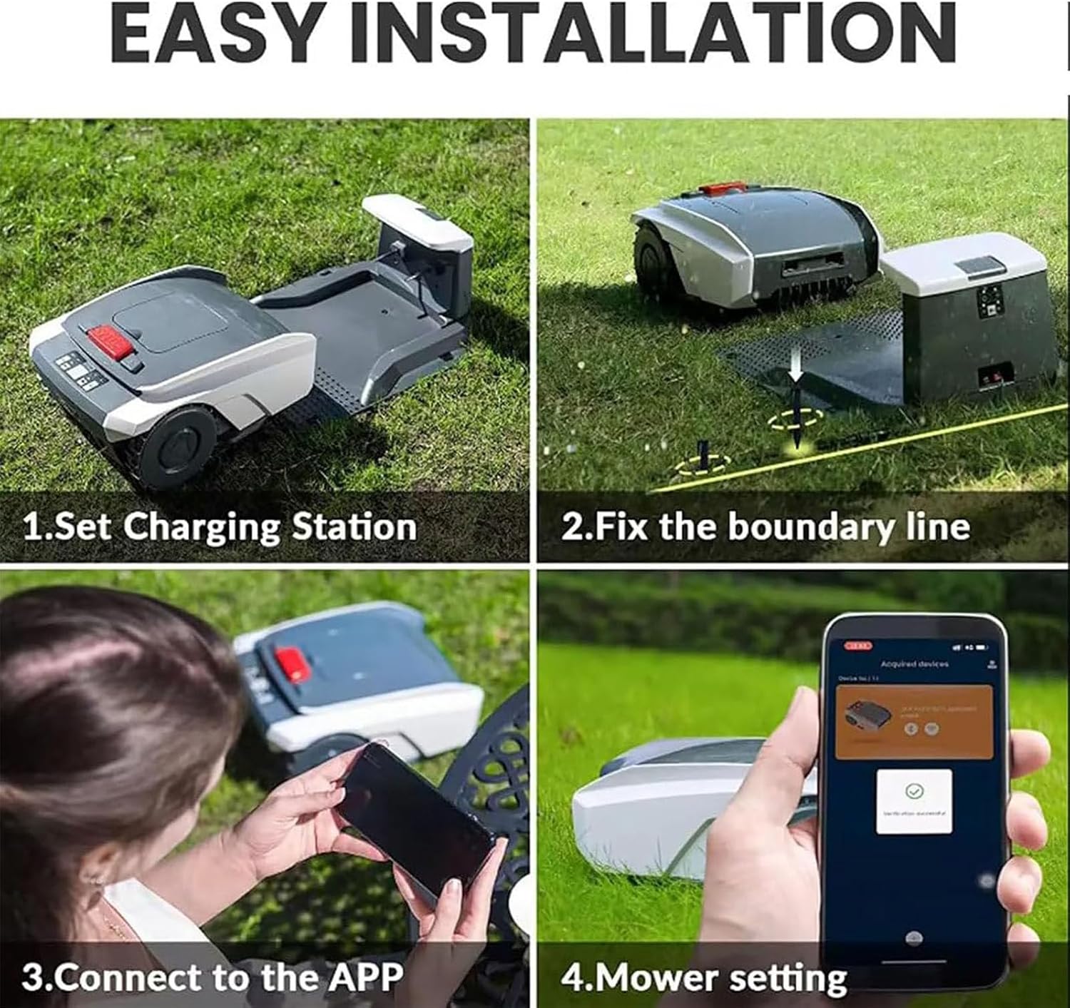 Tondeuse robotique - 0,4 acre - batterie 20V 5Ah - appli, autocharge