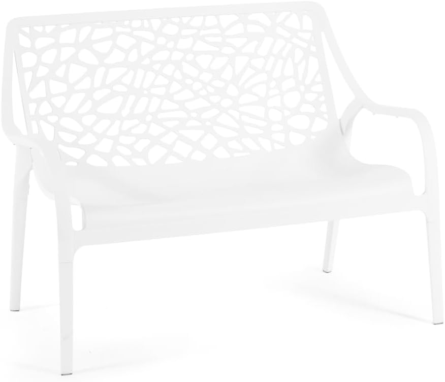 Salon de jardin - Maratea - 4 places - polypropylène fibre verre, empilable, imperméable, design moderne, blanc