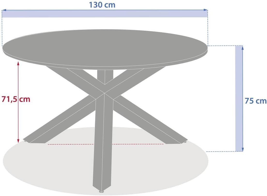 karaca-alisveris - Table de jardin Oryon - 130cm ronde - 6 places, coloris café
