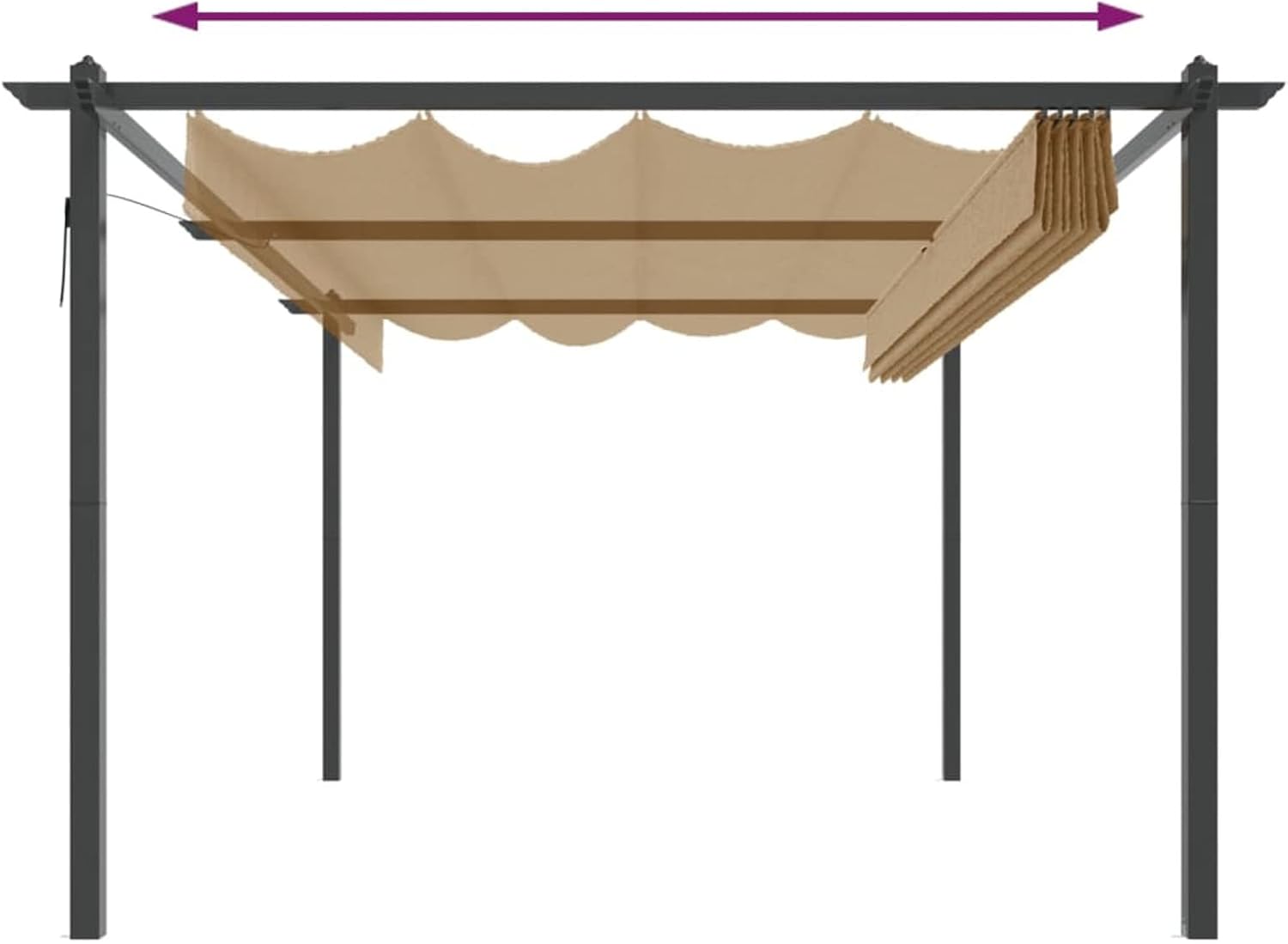 Tonnelle de jardin - toit extensible et étanche - 4x3m - coloris taupe