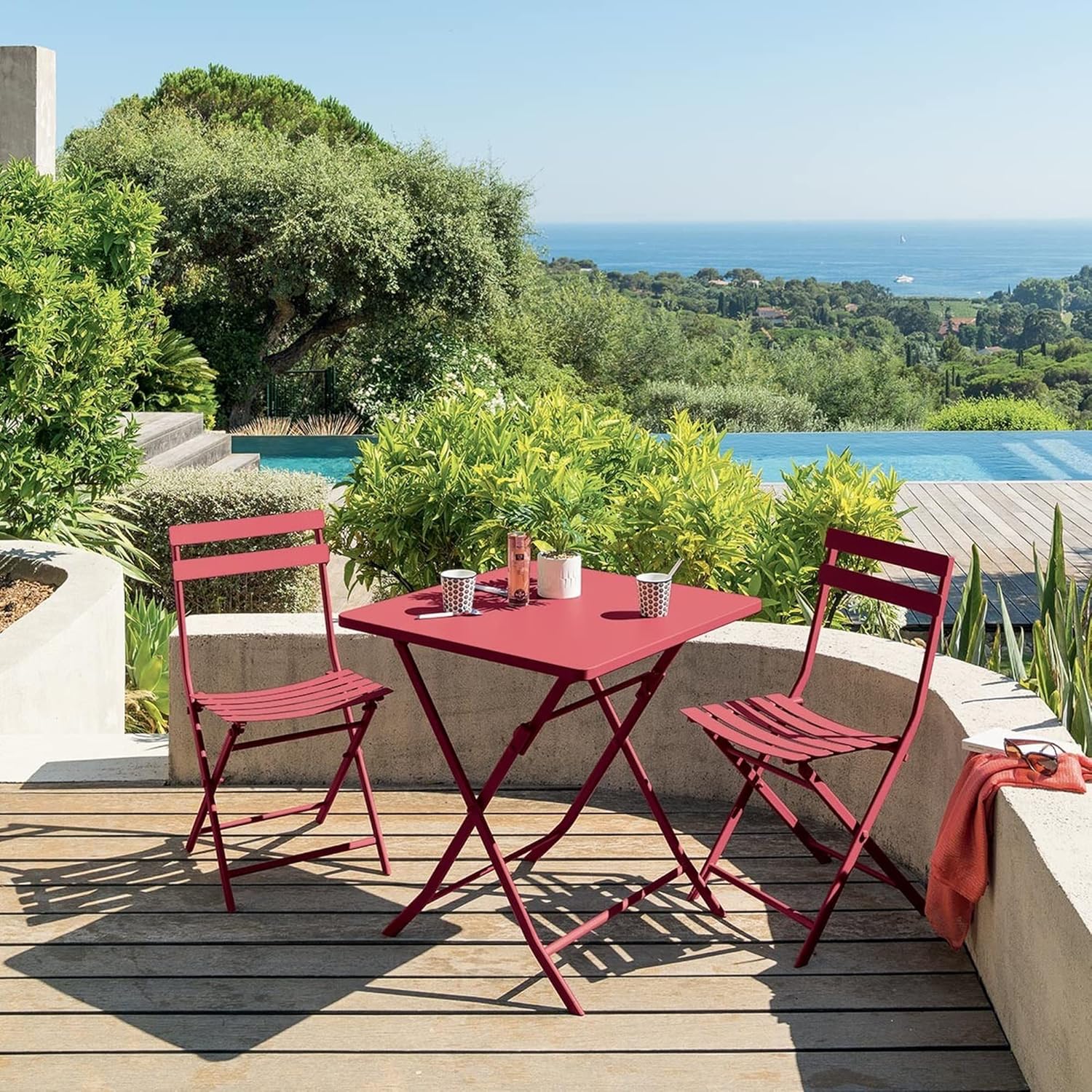 karaca-alisveris - Greensboro - 2 places 70x70 cm - table de jardin pliante acier renforcé