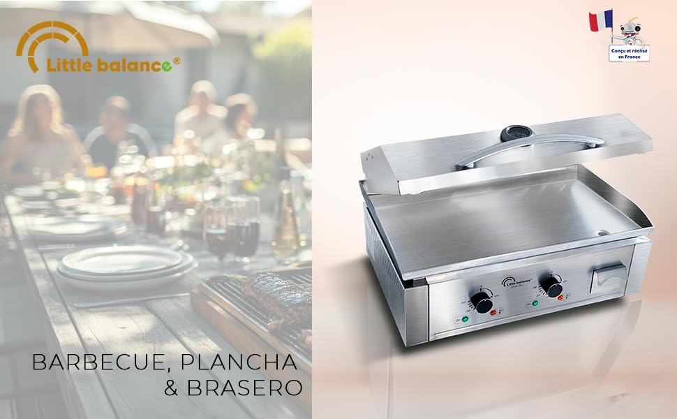Le texte indique « karaca-alisveris » et « BARBECUE, PLANCHA & karaca-alisveris ». Cuisinière commerciale en acier inoxydable avec deux brûleurs sur fond de table.