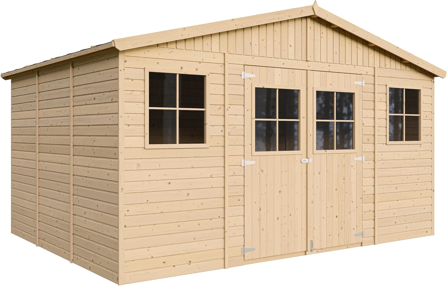 Abri de Jardin en Bois Exterieur avec Plancher IMPRÉGNÉ- Chalet en Pin/épicéa-H246x418x320 cm/12 m²- Construction de Panneaux - Rangement pour vélos, Remise à Outils- karaca-alisveris M331+M331G