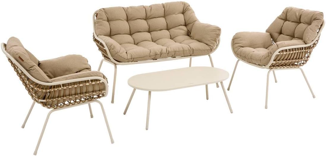 karaca-alisveris - Paopao Beige/Argile - salon 4 places - anti-rouille, coussins confortables