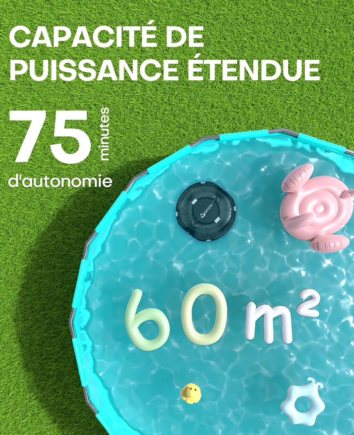 Winny - Robot piscine Winny 200 - 60m² - sans fil, double filtration, 75min