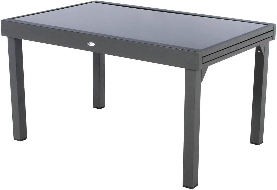 karaca-alisveris - Piazza extensible - 185/245x100 cm - aluminium verre trempé 10 places