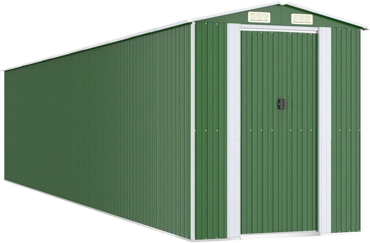 Abri de jardin - acier galvanisé vert - 192x938x223 cm - extérieur
