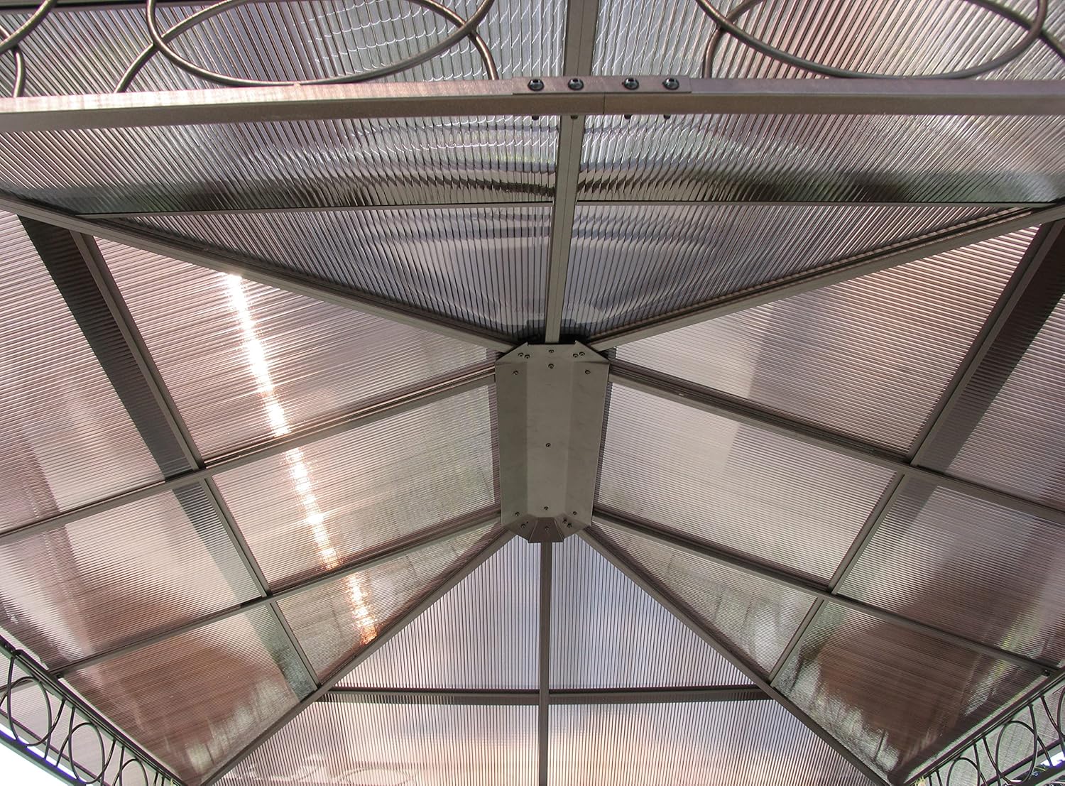 karaca-alisveris - tonnelle rigide métal - 3 x 3,6 m - panneaux latéraux polycarbonate, anti-poussière