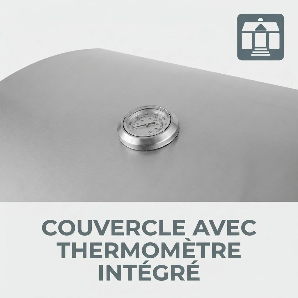 karaca-alisveris - Barbecue à gaz portable - inox - 3 brûleurs, thermomètre, allumage piézo - CATHAN
