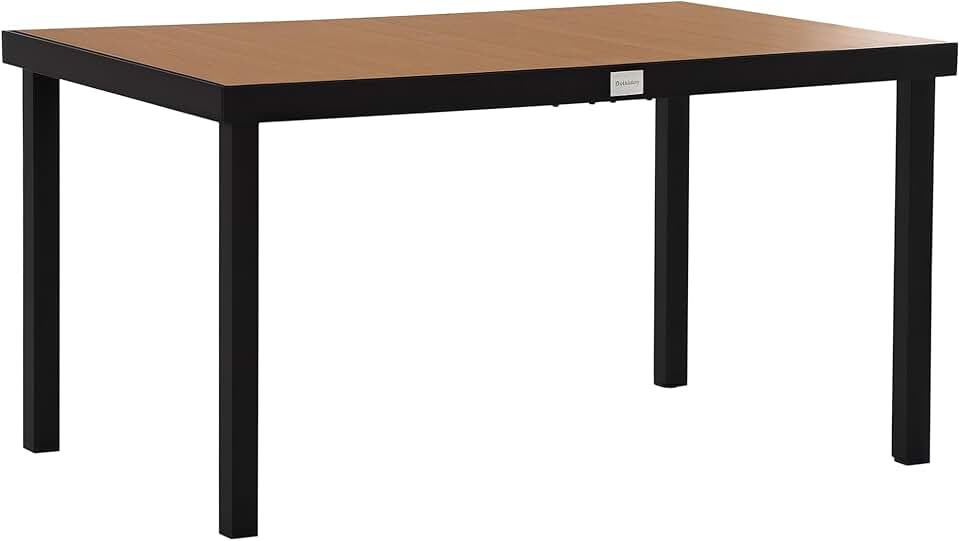 karaca-alisveris - Table à manger jardin, 140x90x74 cm, aluminium bois naturel