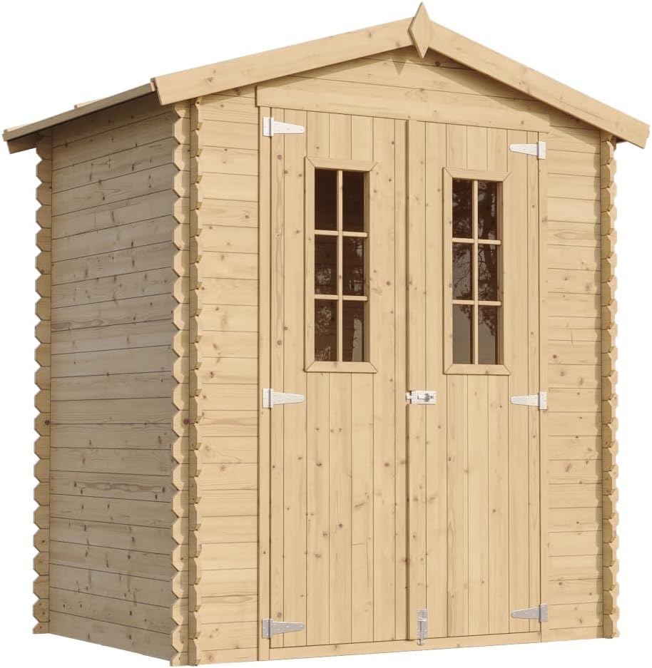 Abri de Jardin en Bois avec Sol TRAITÉ - Stockage extérieur I196xL136xH218 cm/ 1.98 m2 Petit abri à Outils, Local à vélos - karaca-alisveris M367C+M367G