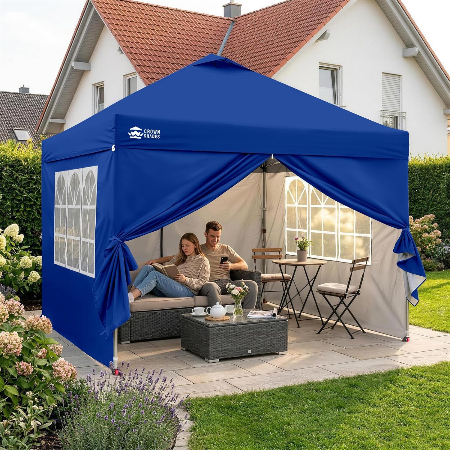 karaca-alisveris - tonnelle pliante 3x3m - imperméable, UPF 50+, 4 parois amovibles
