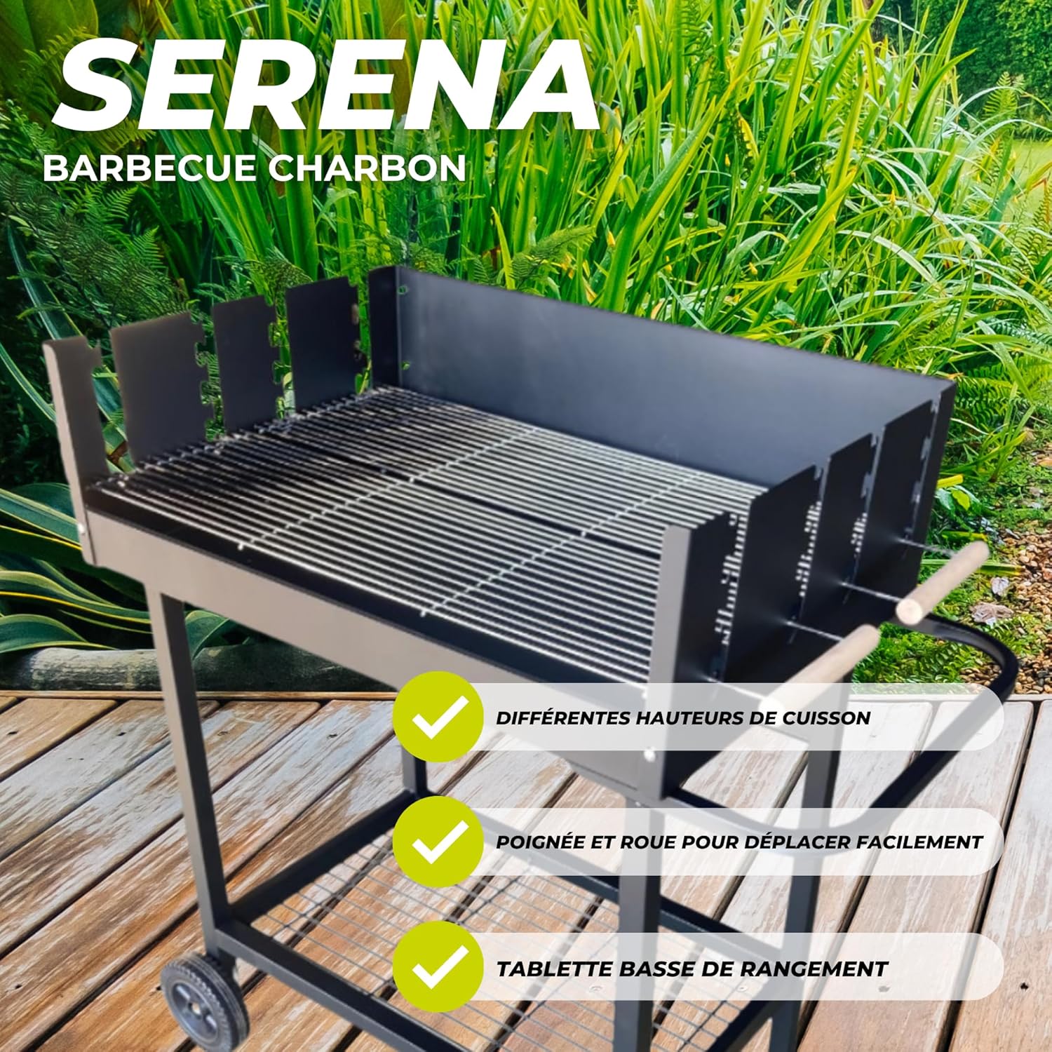 karaca-alisveris - Serena - XXL - Barbecue charbon acier, grille réglable