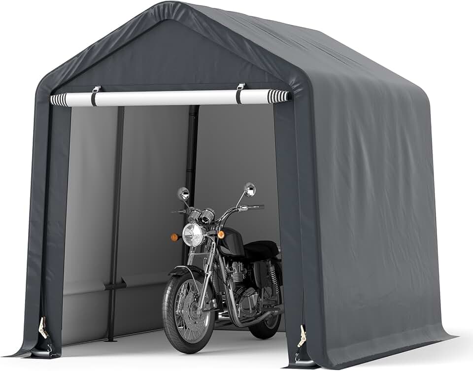 karaca-alisveris Abri de Vélos Extérieur de 240 x 195 x 214 cm, Abri de Garage Portable pour Motos Housse Imperméable avec Porte à Fermeture Éclair Enroulable, Tente de Rangement pour Jardin Cour