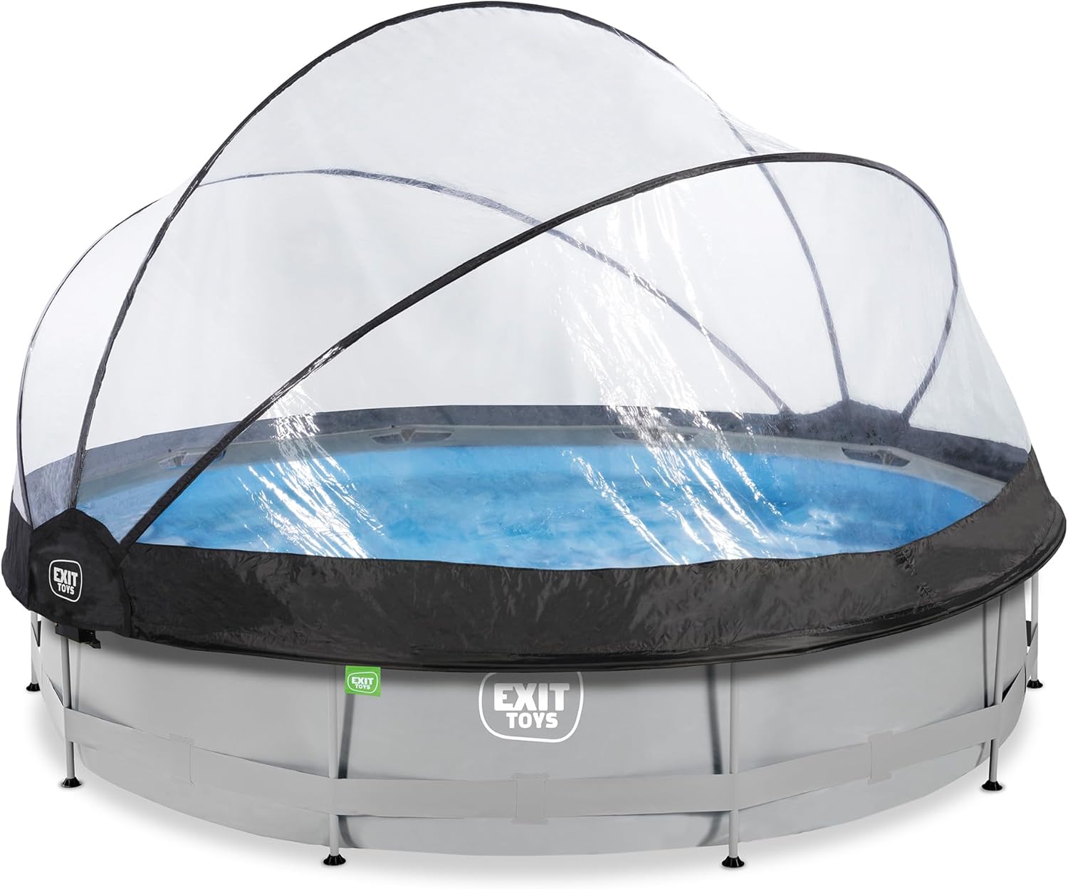 karaca-alisveris Piscine Tubulaire Soft Grey avec Dôme Multifonctionnel - ø360x76cm - Piscine Hors Sol Ronde avec Pompe Filtrante à Cartouche - Entrée Basse - Pour l'Eau de la Piscine Propre et Chaude - Gris