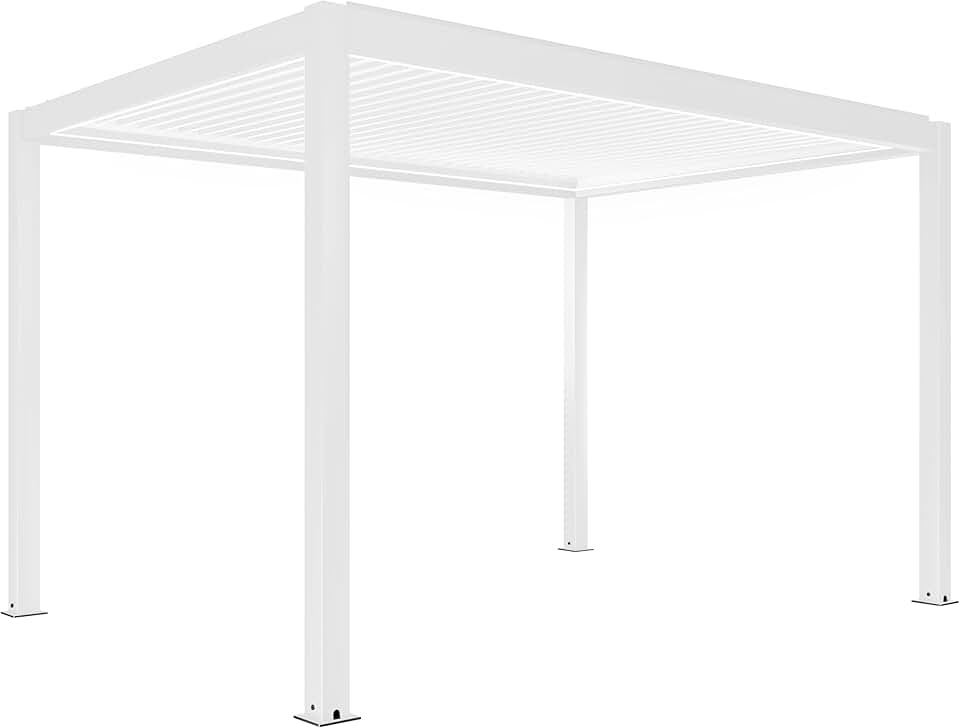 karaca-alisveris - Pergola bioclimatique motorisée éclairage - 3x4 m - Blanc