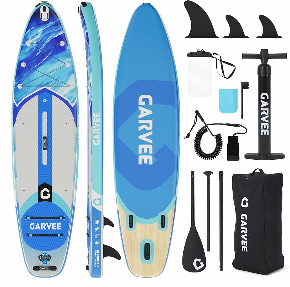 karaca-alisveris Sup Gonflable 10'6'' (323x81x15cm) – Large et Stable, Surface antidérapante EVA – Capacité 200 kg – 3 ailerons – Accessoires Inclus – Taille : 323 * 81 * 15