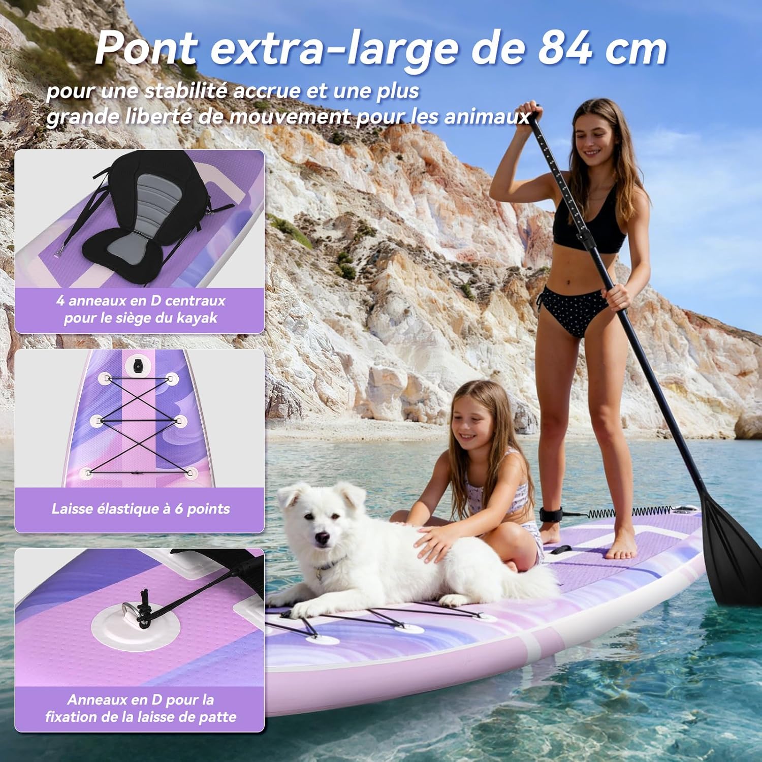 karaca-alisveris - Paddle Gonflable Série Adulte - 320/335cm - 2 personnes, siège kayak, pagaie alu, support caméra, jusqu'à 15