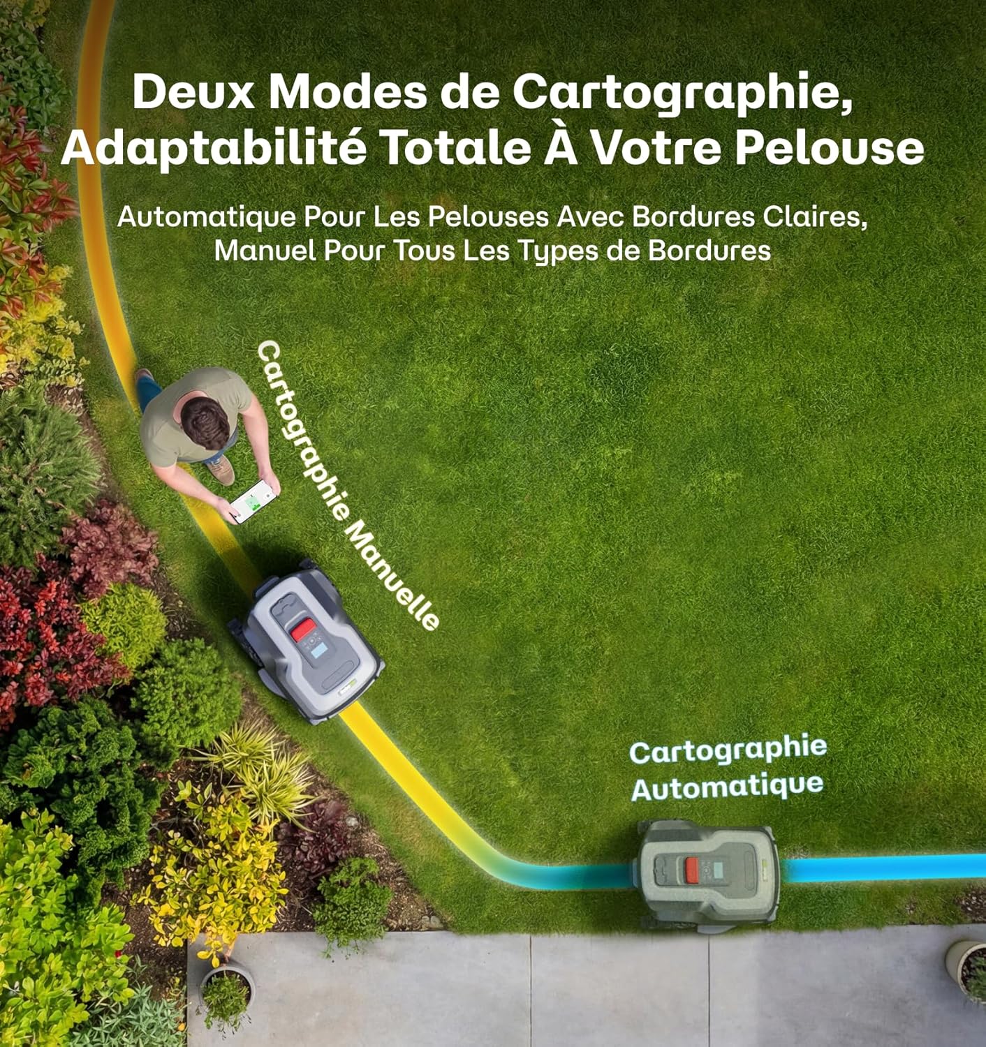 Robot Tondeuse - sans fil, gestion multizone, évitement obstacle - 800㎡ - T600