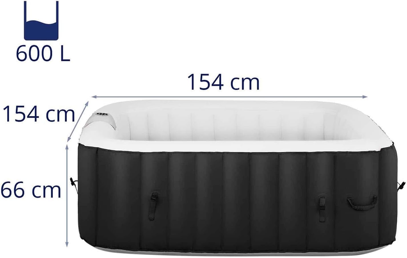 Spa gonflable carré 4 places – 600L – 100 jets – Chauffant 1800W – UNI_Pools_15