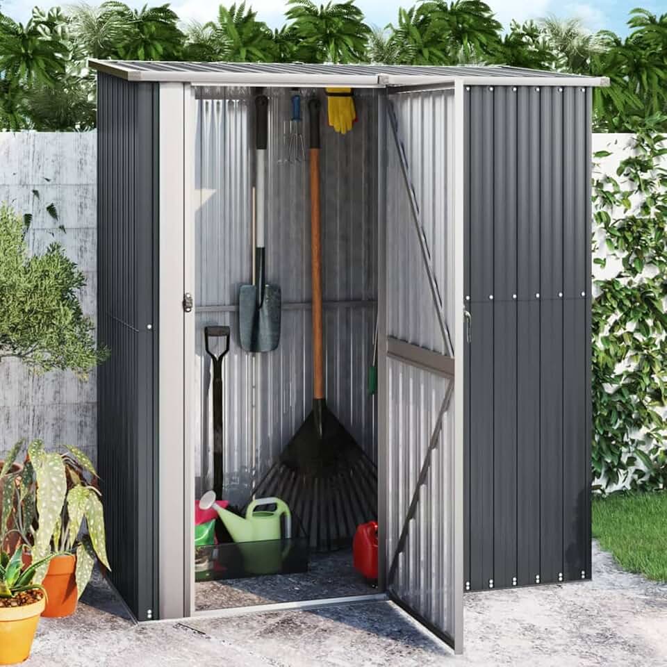 karaca-alisveris - abri de jardin acier galvanisé - 180,5x97x209,5 cm - anthracite - karaca-alisveris