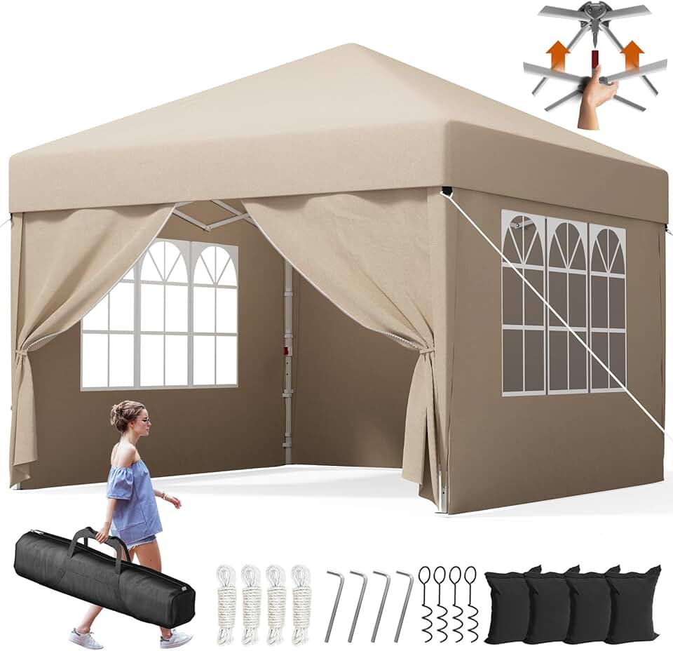 karaca-alisveris - tonnelle pliante 3x3m - imperméable, 4 parois, UV 50+