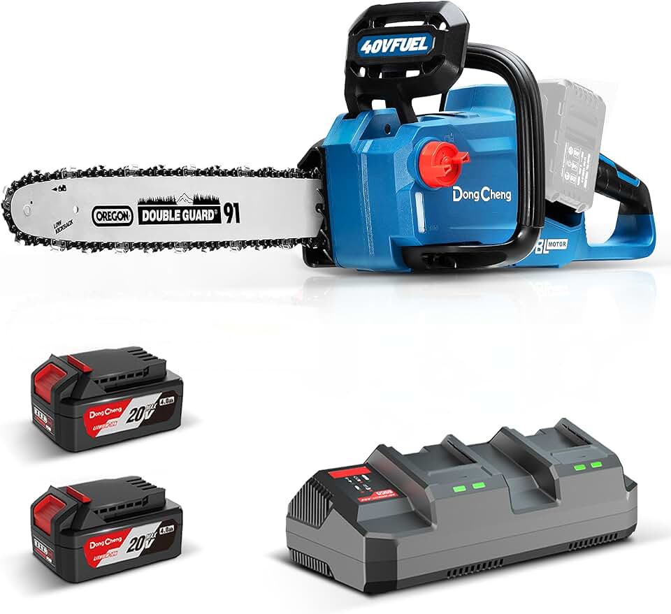 karaca-alisveris - Tronçonneuse sans fil 40V - 38 cm - Moteur brushless, 2 batteries 4 Ah