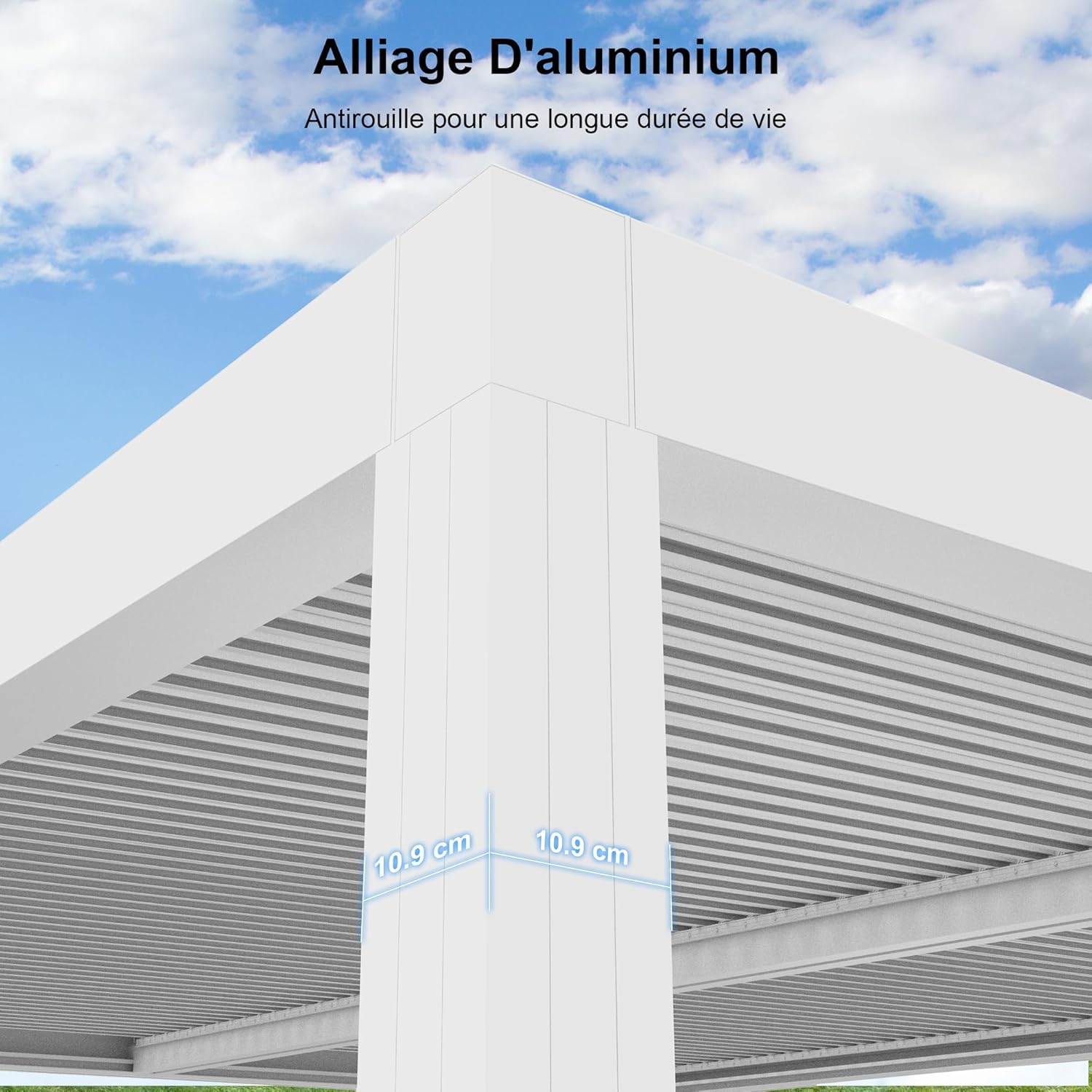 karaca-alisveris - pergola bioclimatique - 4,24x3m - aluminium, stores enrouleurs, lames orientables