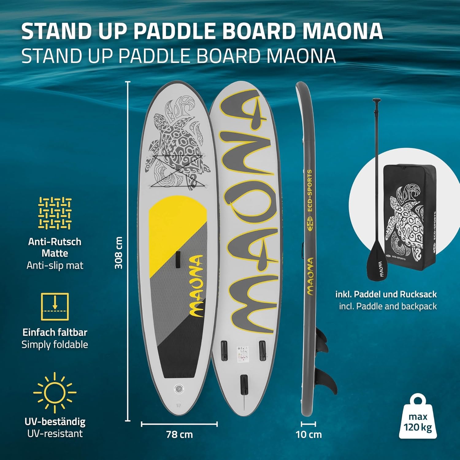 karaca-alisveris - SUP gonflable série Stand Up - 305/308/320/380 cm - PVC, 120/150 kg, 10/15 cm d'épaisseur