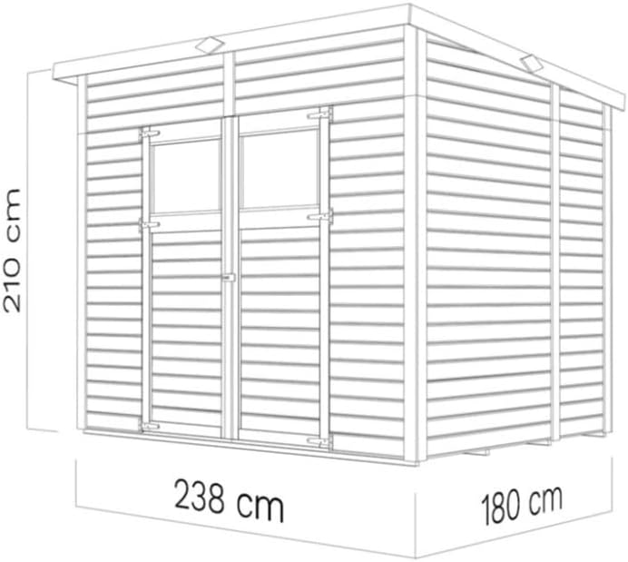 Carlsson - Mollie - abri de jardin bois, rectangle, toit monopente, panneaux préfabriqués