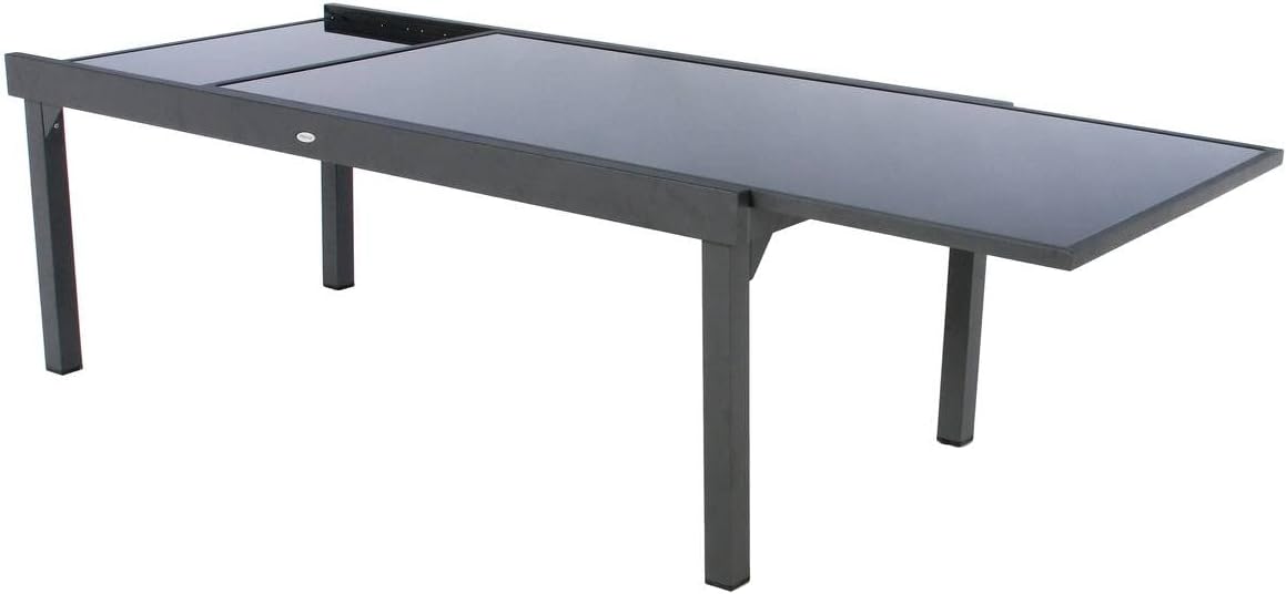 karaca-alisveris - Piazza extensible - 12 places - aluminium/verre renforcé - gris graphite