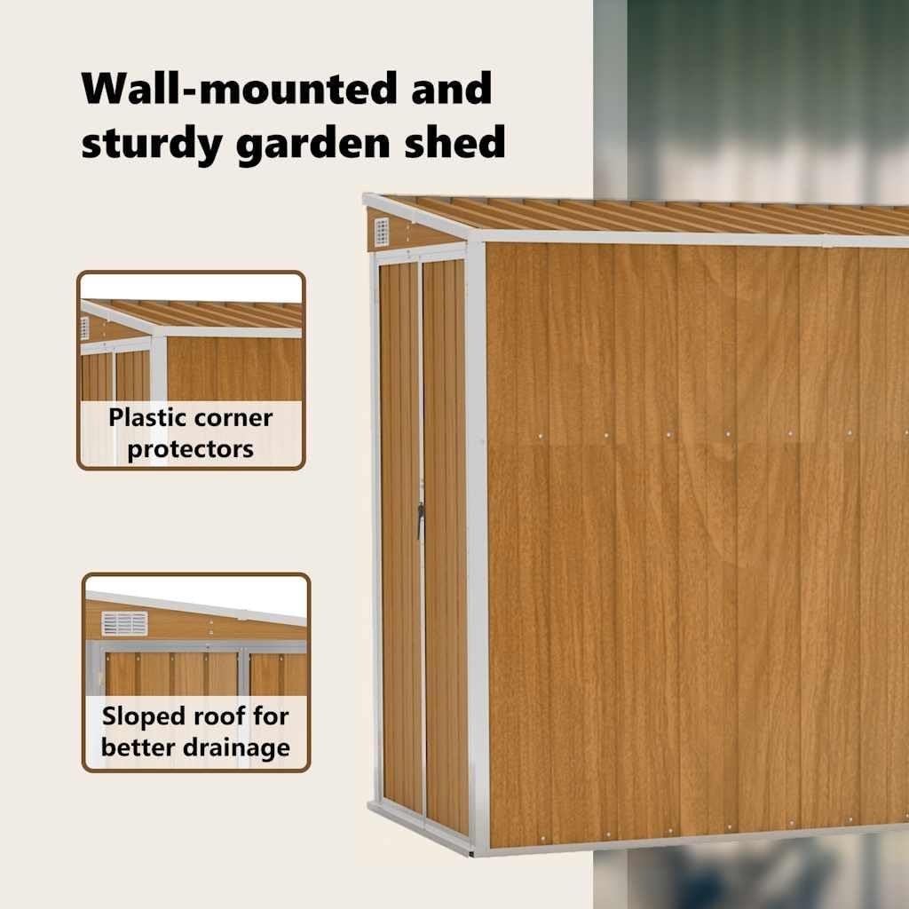 karaca-alisveris Abri de Jardin Mural Marron 118 x 382 x 178 cm Acier galvanisé,Structures extérieures, Cabanes & abris de Jardin,316232