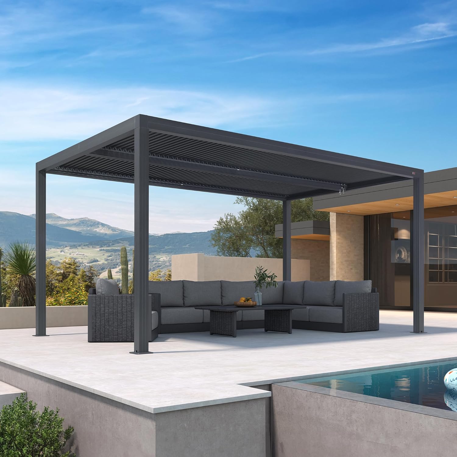 karaca-alisveris - pergola bioclimatique aluminium 4,8x3m orientable, 14,4m²