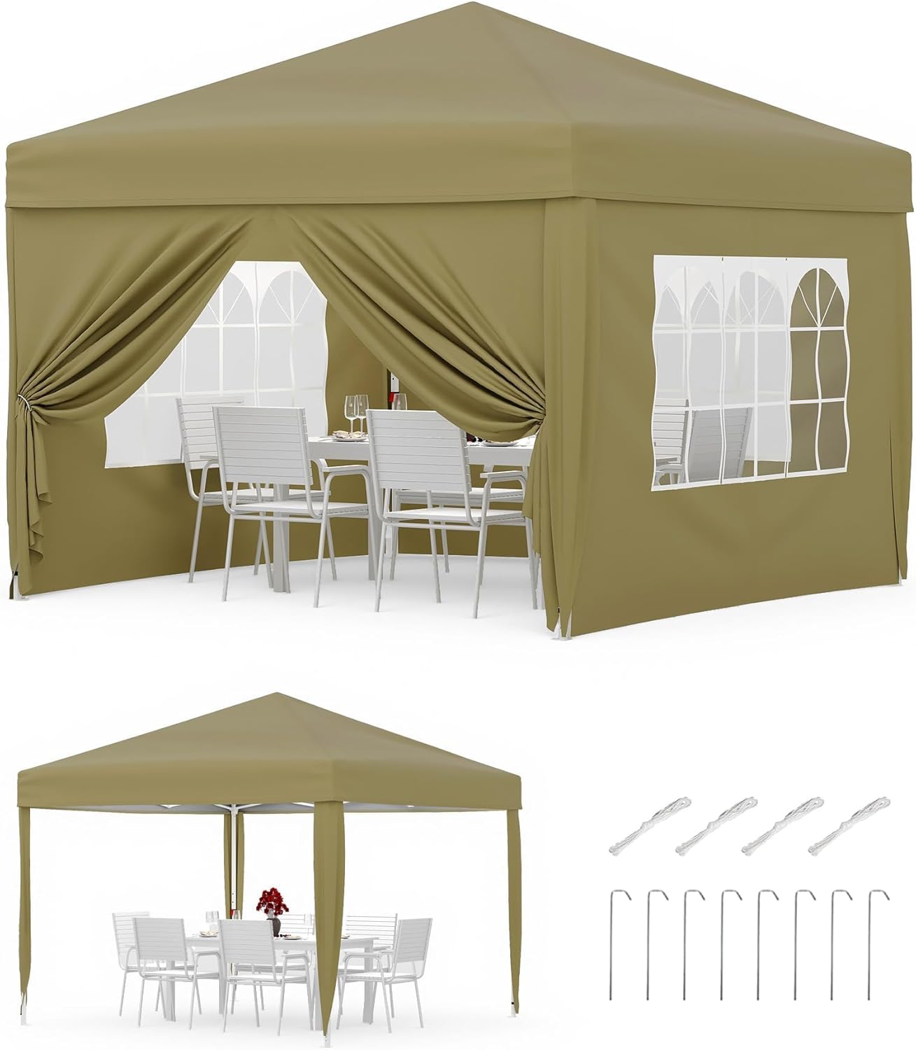Gravee - Tonnelle pliante série pop-up - 3x3m - imperméable, anti-UV, parois latérales, sac transport
