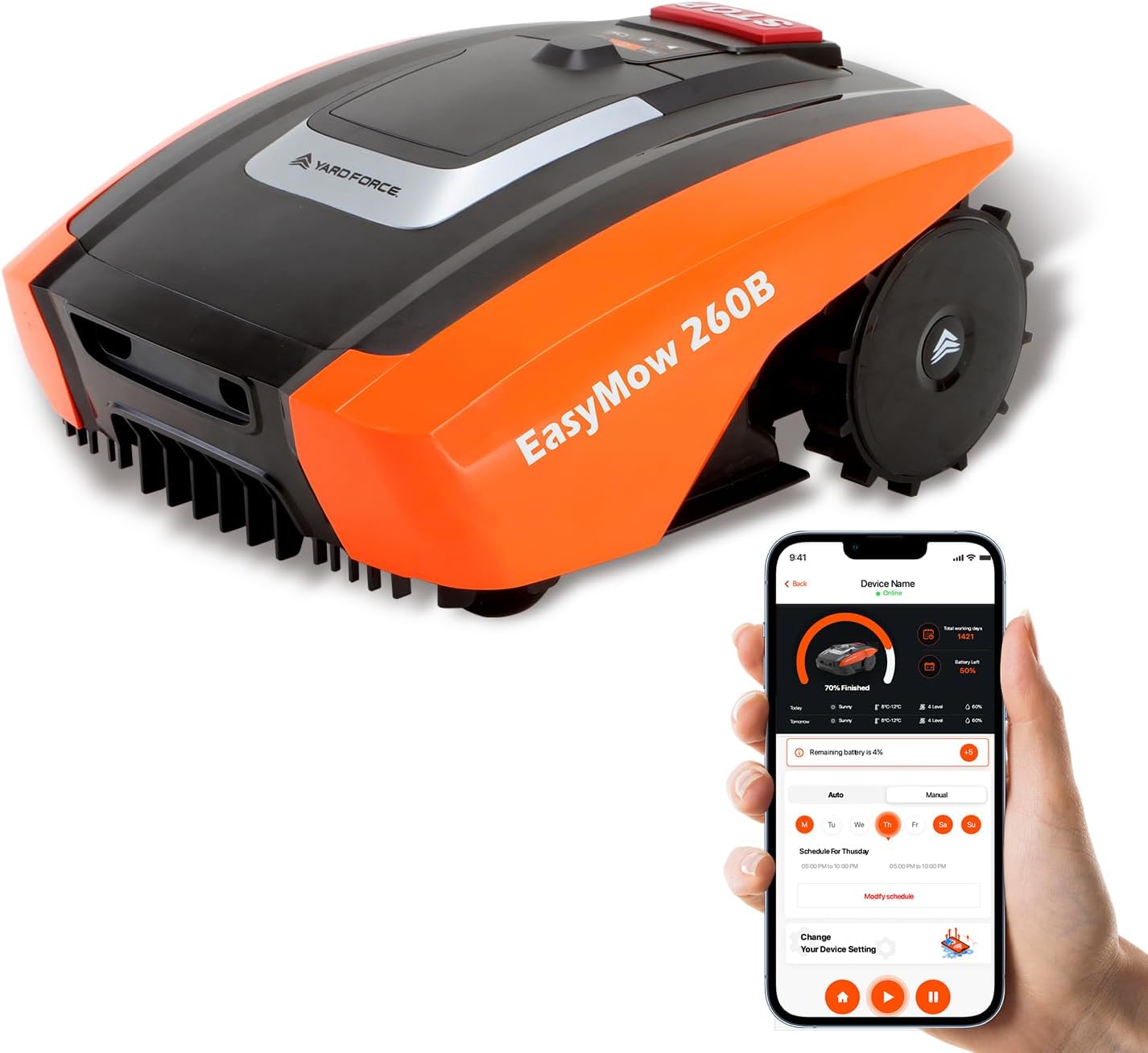karaca-alisveris - Easymow 260B - 260m² - robot tondeuse, noir/orange